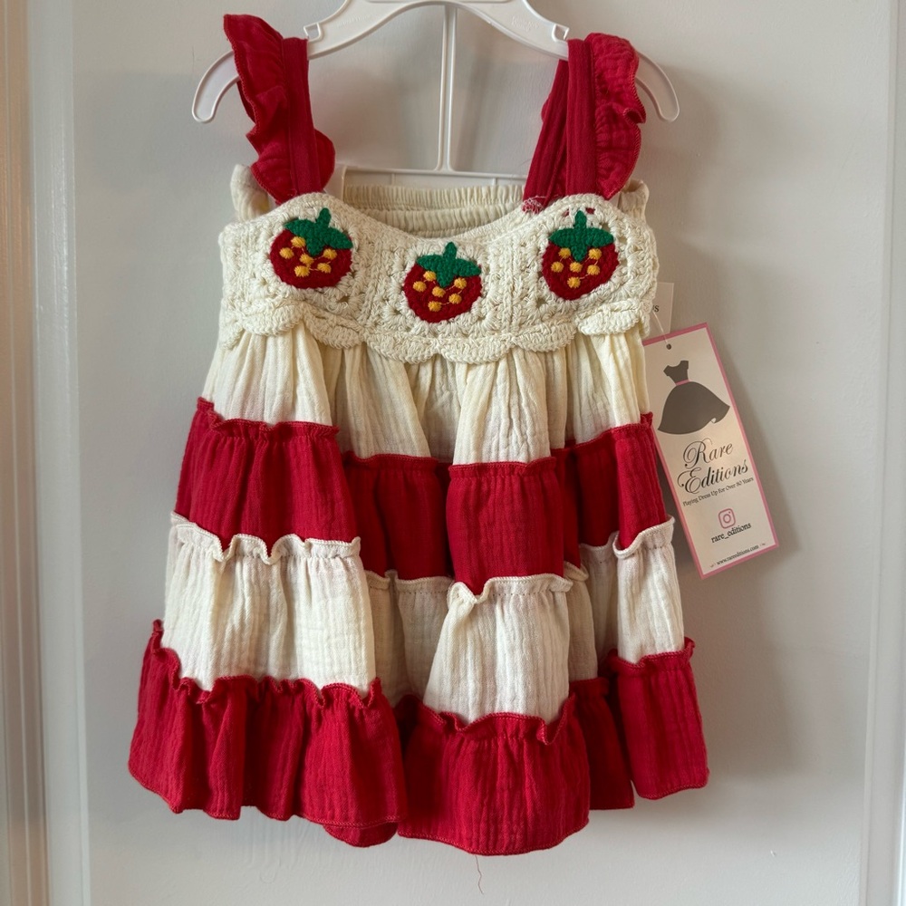 NWT Rare Editions Baby Strawberry 🍓 Crochet Dress